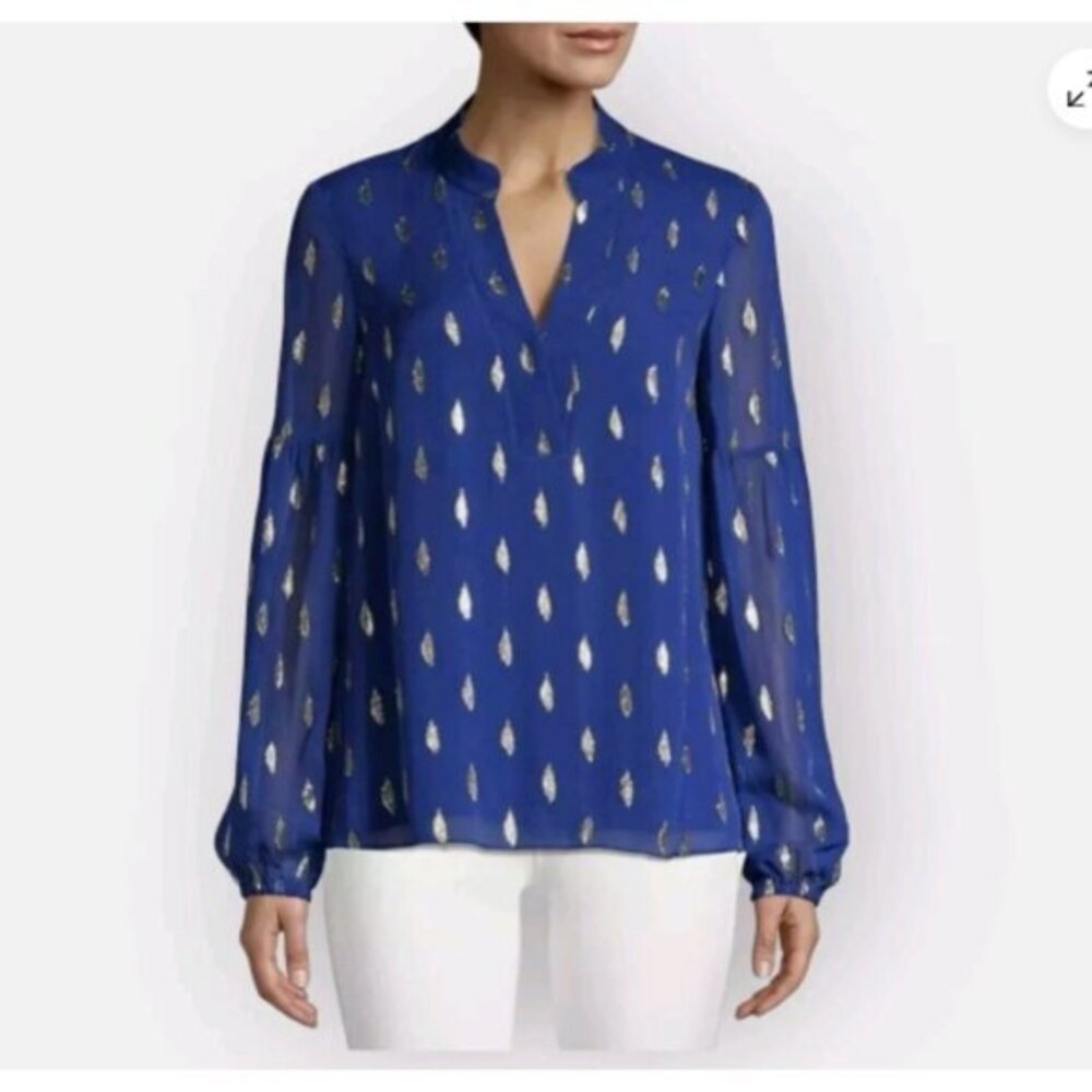 Lilly Pulitzer Shea Silk in Lapis Lazuli Blue Metallic Gold Size M